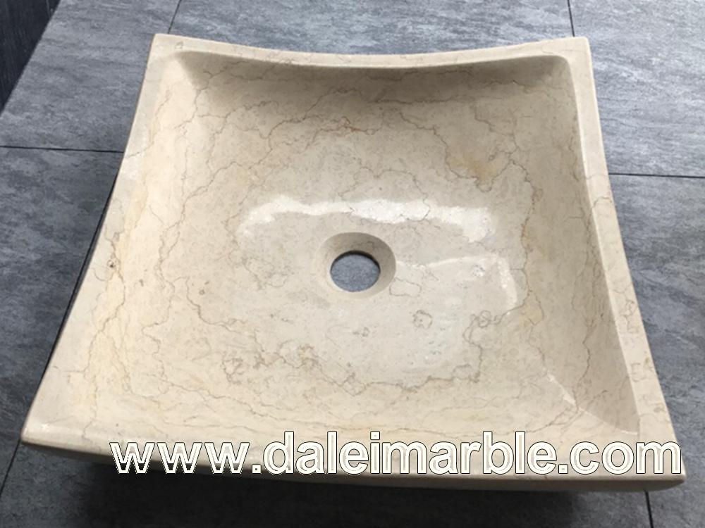 Beige Marble Toilet Single Sink