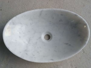 Carrara White Marble Vanity Top Oval Tvättställ