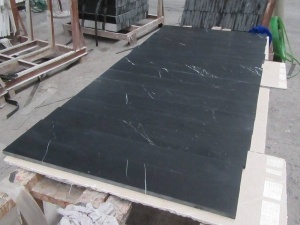 Nero Marquina Honed Marble Tile With White Veins