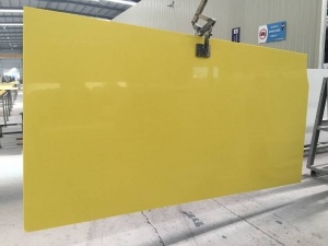 Pure Yellow Artificial Quartz Stone Counter Tops Plattor