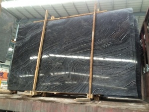 Kinesisk Zebra Black Ancient Wood Marble Polished Big Plattor