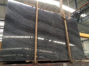 Kinesisk Zebra Black Ancient Wood Marble Polished Big Plattor